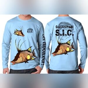 GET HOOKED S.I.C. HOGFISH L/S NEPTUNE BLUE NEW WITH TAGS Made in the USA